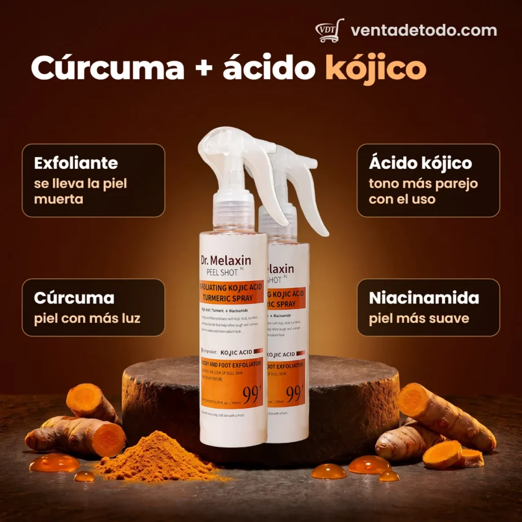 Ingredientes: cúrcuma, ácido kójico y niacinamida