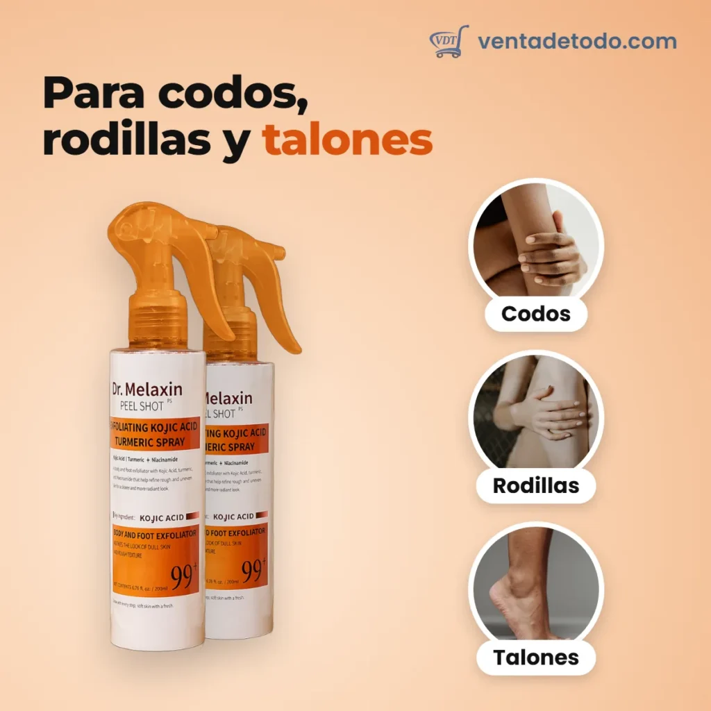 Spray exfoliante para codos, rodillas y talones